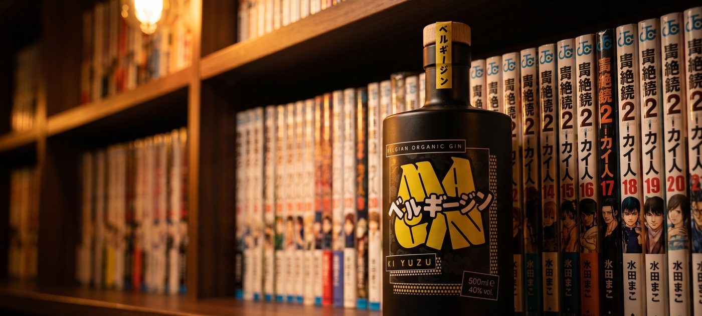 MaGin Ki Yuzu — bouteille devant un rayon manga